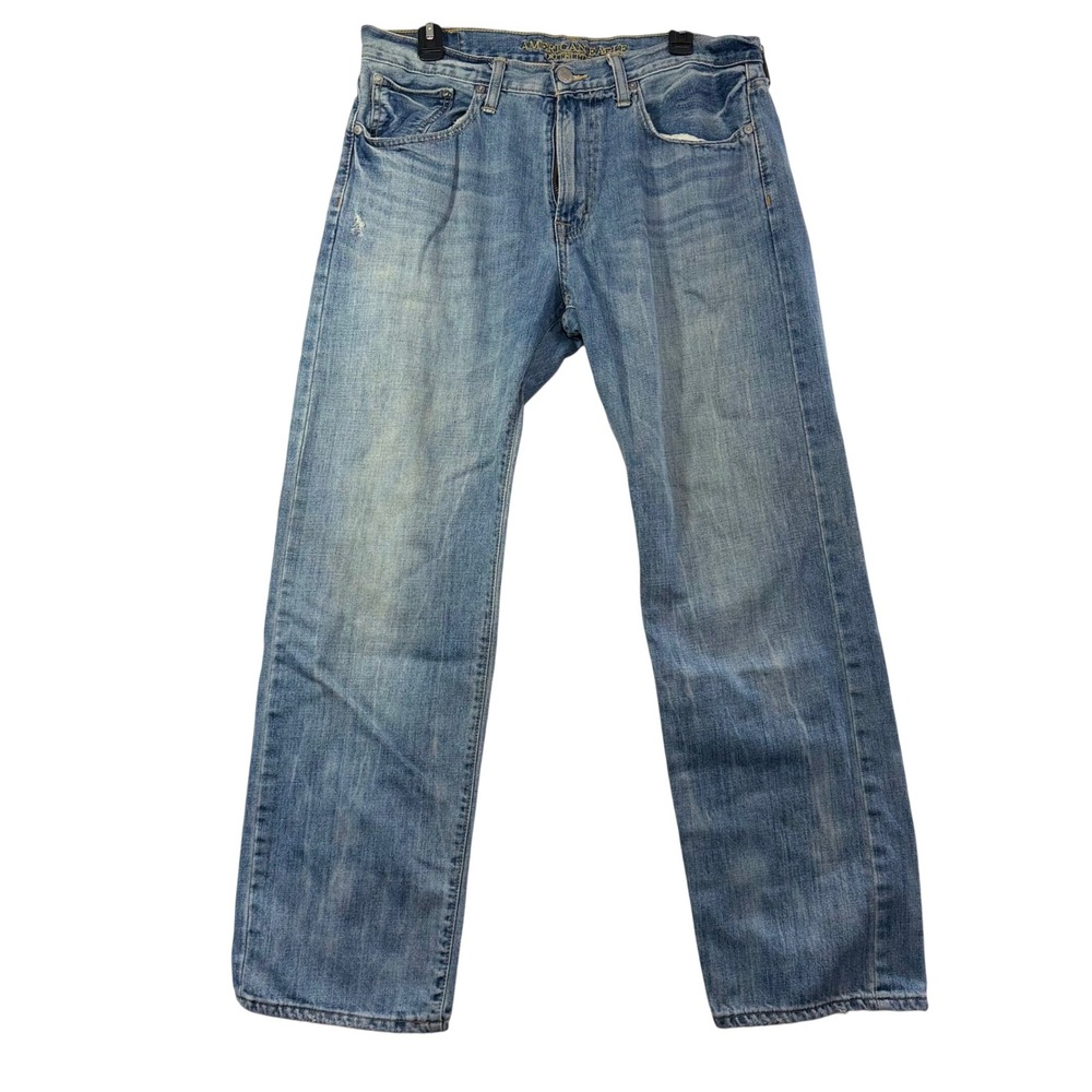 American Eagle Relaxed Straight Leg Jeans Mens 34x32 Medium Wash Blue Cotton